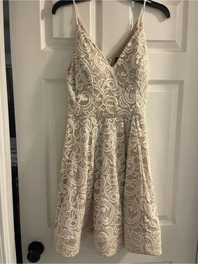My Michelle Beige Lace-Trim Slip with Built-In Cups